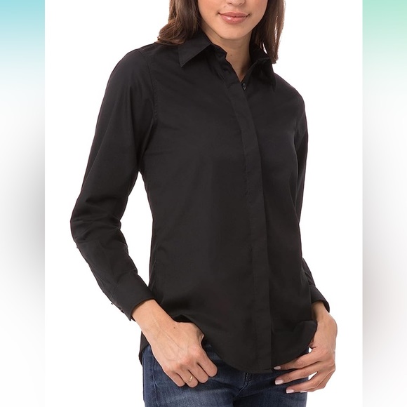 Chef Works Women’s Basic Dress Shirt, Black, XX-Large - Picture 5 of 5